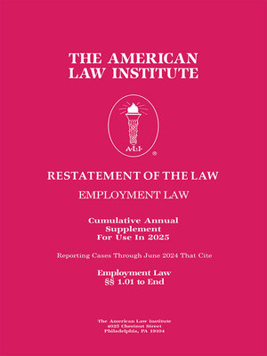 cover image of Restatement of the Law, Employment Law
